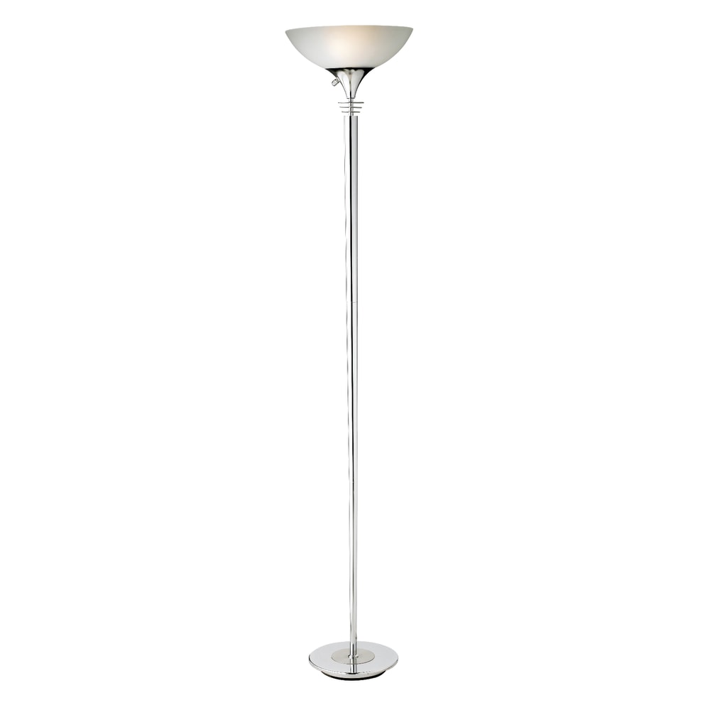 Adesso Metropolis 300W Torchiere Floor Lamp, 71 1/2inH, Frosted White Shade/Chrome Base