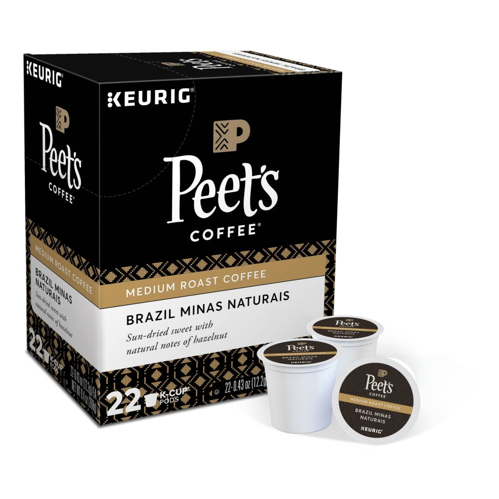 Peets Coffee & Tea Single-Serve Coffee K-Cup, Brazil Minas Naturais, Carton Of 22