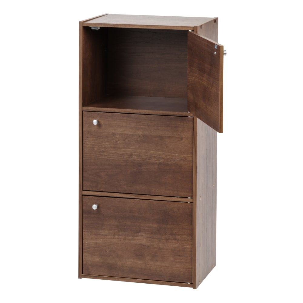 IRIS 35inH 3-Door Storage-Shelf, Brown