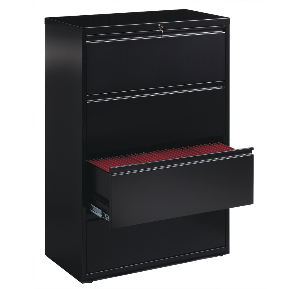 WorkPro 36inW x 18-5/8inD Lateral 4-Drawer File Cabinet, Black