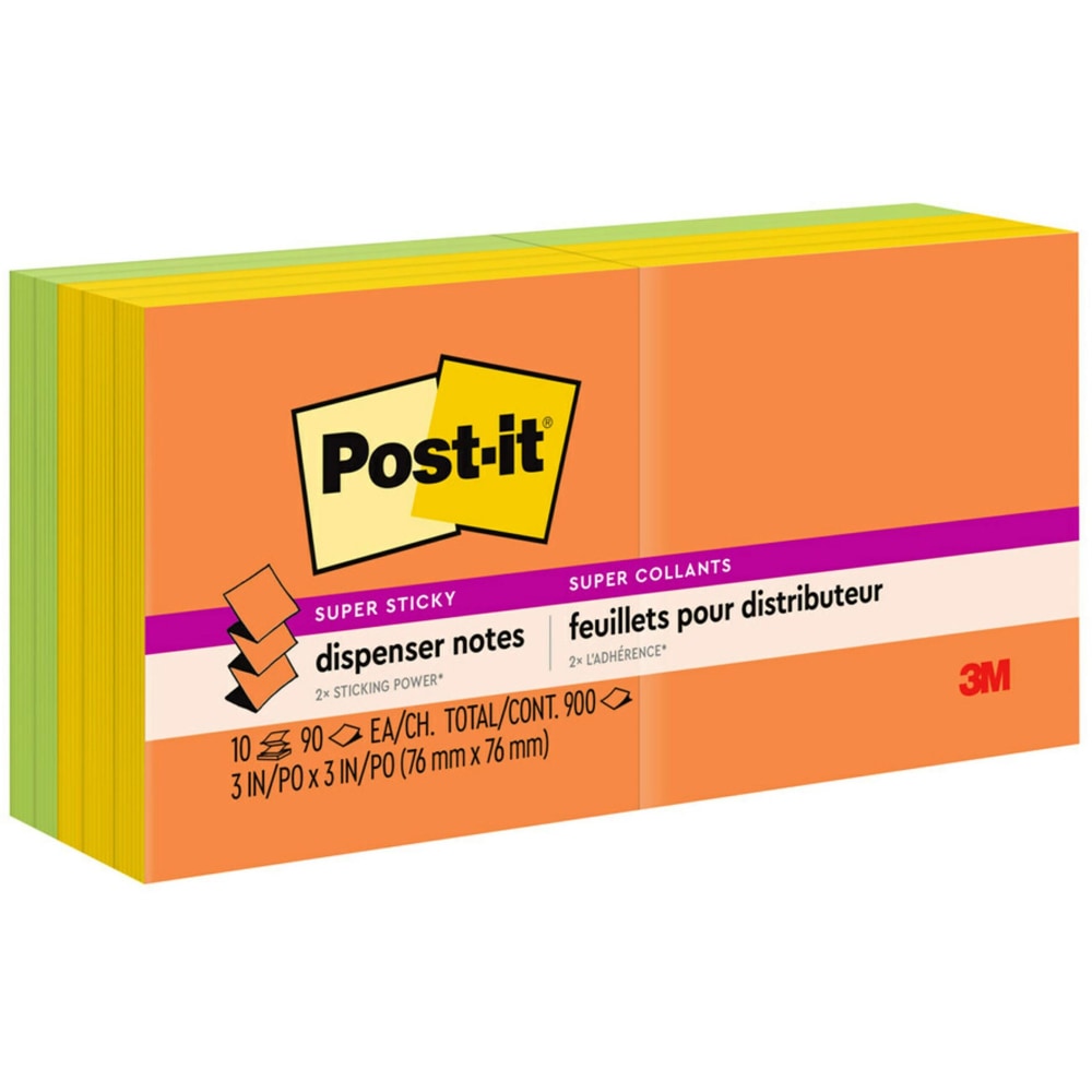 Post-it Super Sticky Pop Up Notes, 3 in x 3 in, 10 Pads, 90 Sheets/Pad, 2x the Sticking Power, Energy Boost Collection