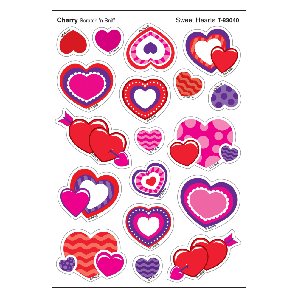 Trend Stinky Stickers, Sweet Hearts/Cherry, 72 Stickers Per Pack, Set Of 6 Packs