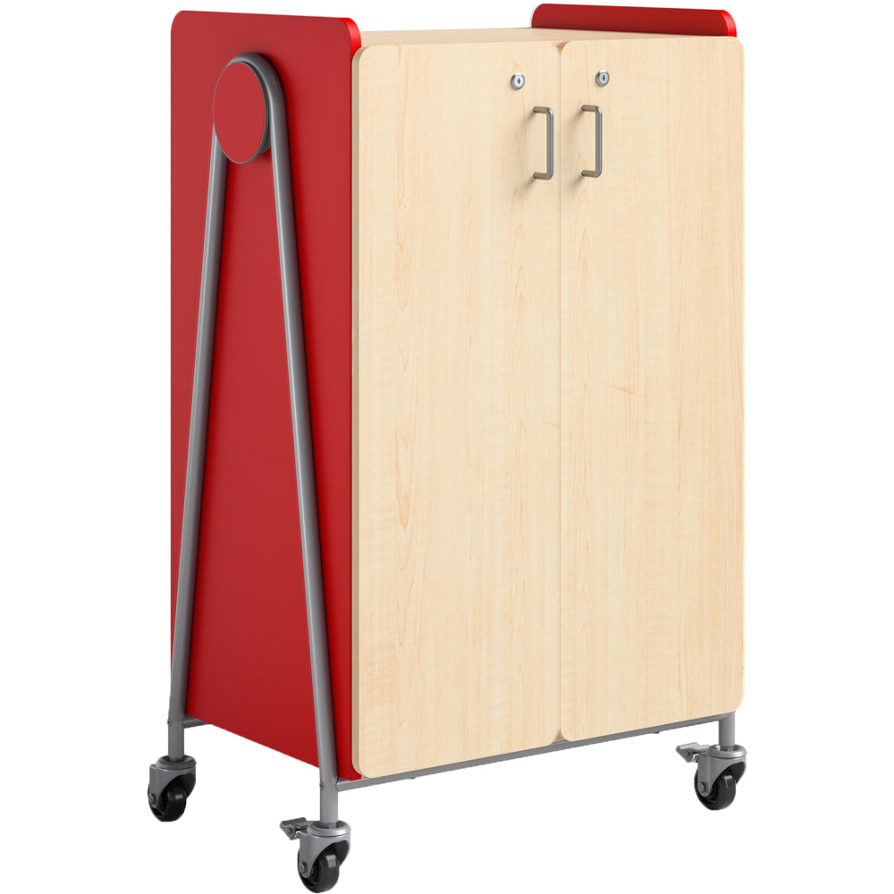 Safco Whiffle Double-Column 12-Drawer Mobile Storage Cart, 48inH x 30inW x 19-3/4inD, Red