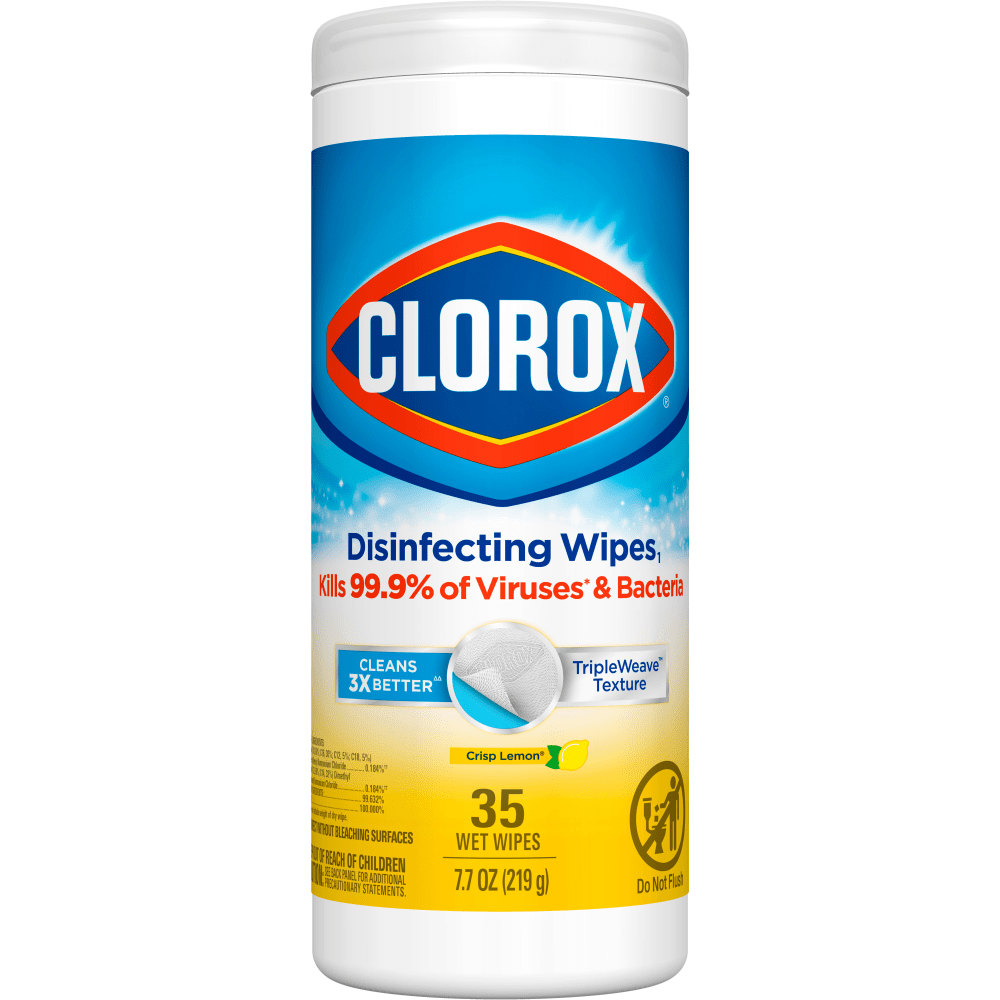 Clorox Disinfecting Wipes, Bleach Free, Crisp Lemon, 35 Wipes Per Pack,  Case Of 12 Packs