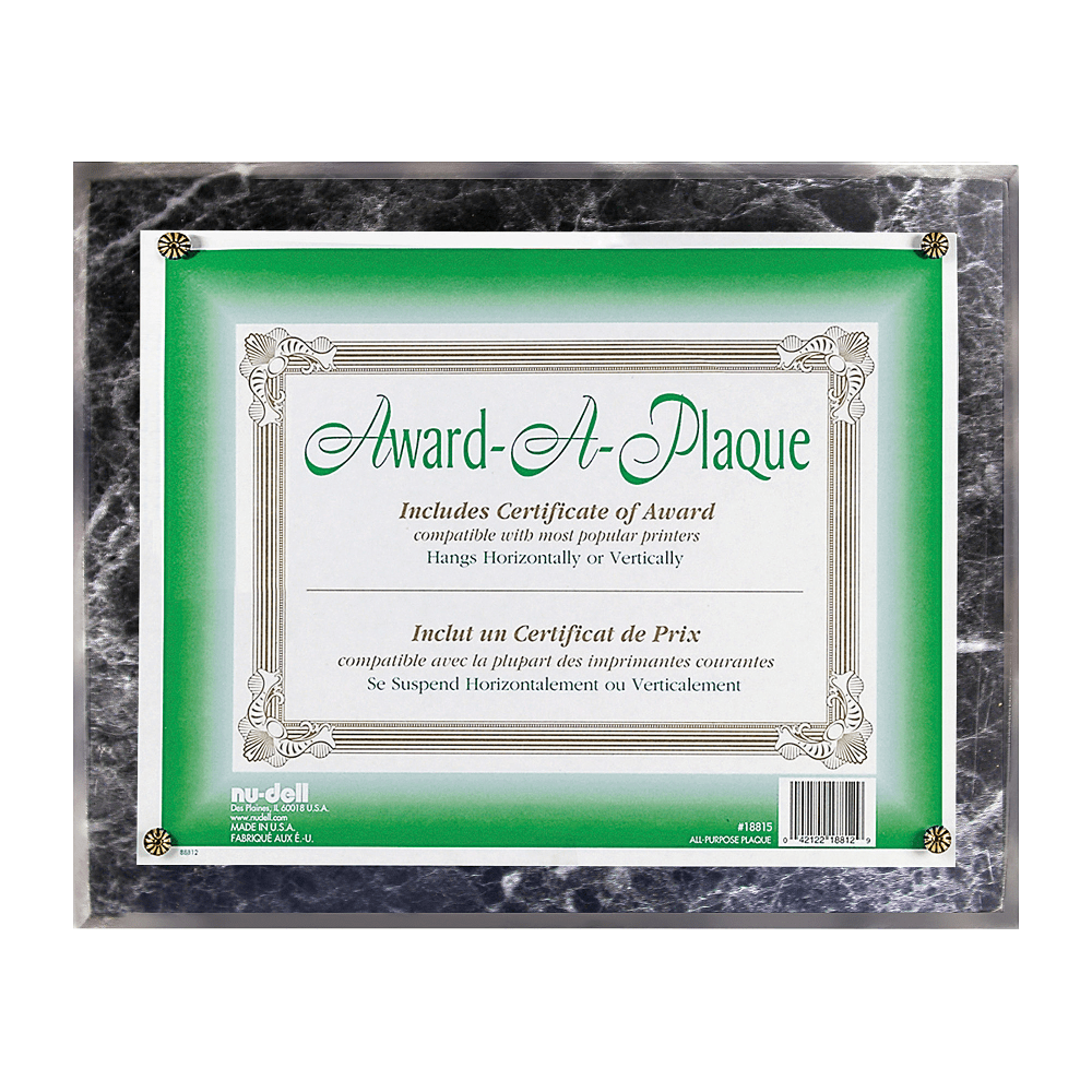 Nu-Dell Award-A-Plaque, 13in x 10 1/2in, Black Marble