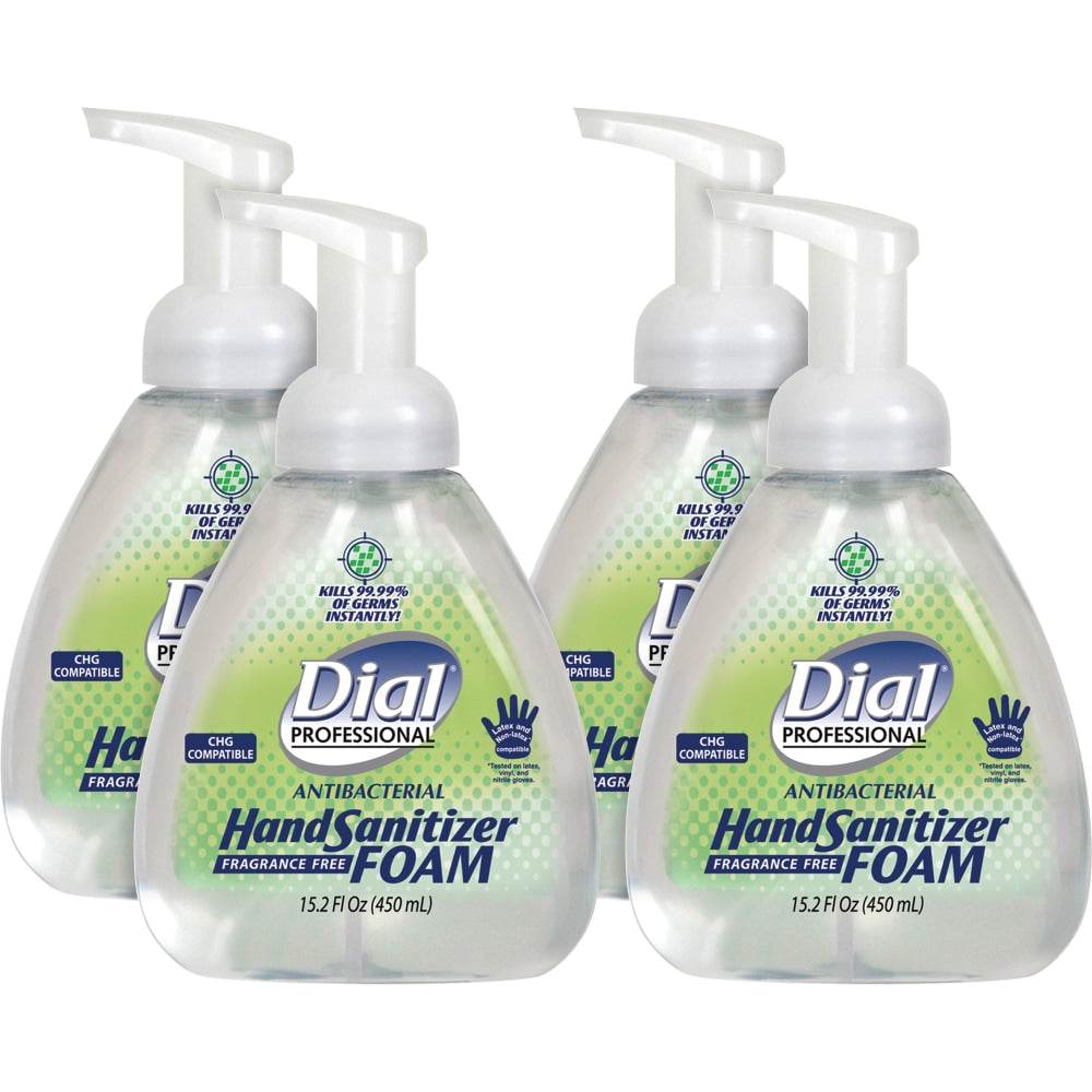 Dial Antibacterial Foaming Hand Sanitizer, No Fragrance, 450 Ml, Case Of 4