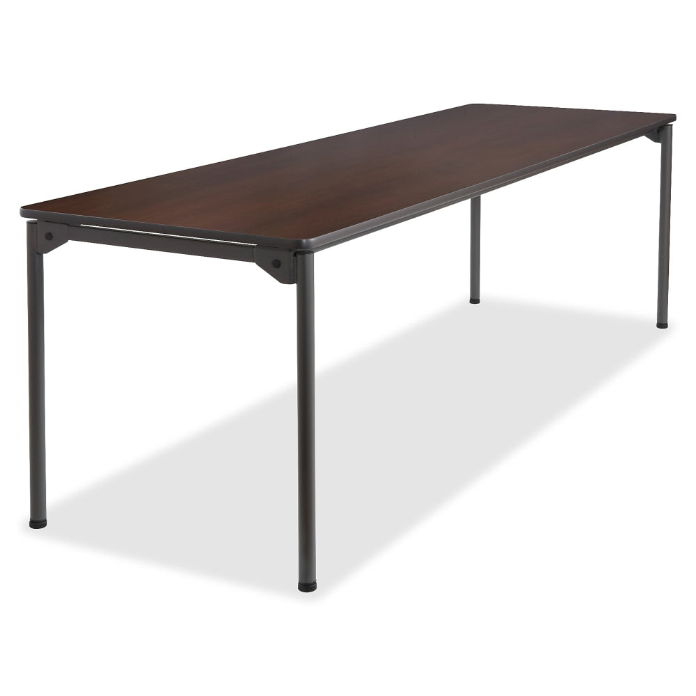 Iceberg Maxx Legroom-Series Wood Folding Table, 30inW x 96inD, Walnut/Black