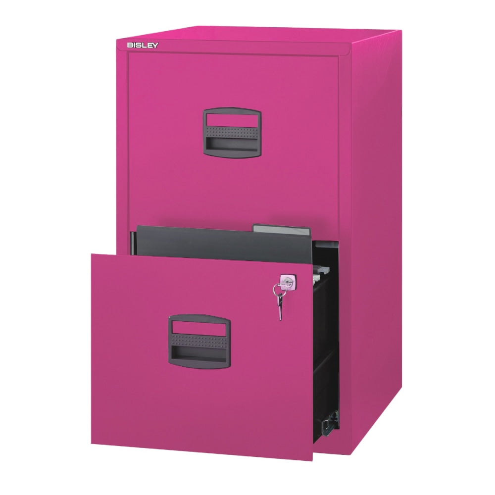 Bisley PFA 16inD Vertical 2-Drawer File Cabinet, Fuchsia