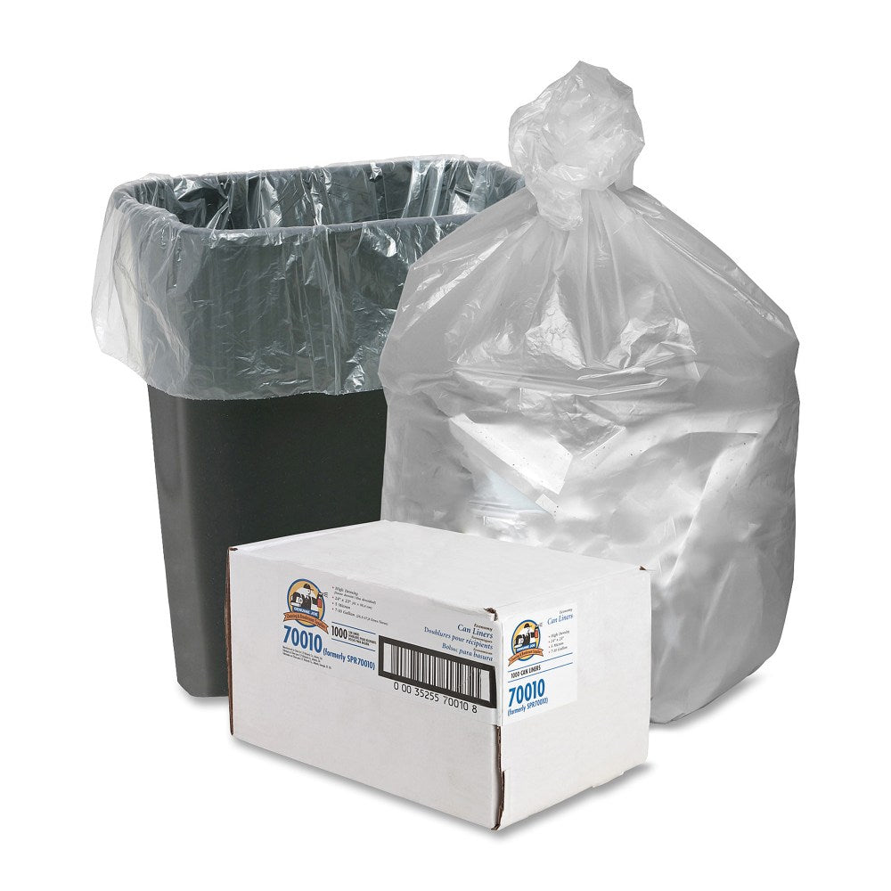 Genuine Joe 0.2 mil Trash Bags, 10 gal, 24inH x 23inW, Translucent, 1000 Bags