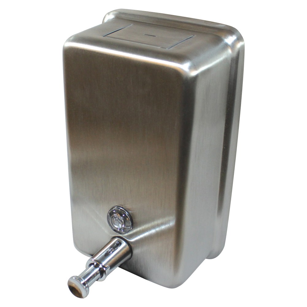 Genuine Joe Stainless Vertical Soap Dispenser - Manual - 1.25 quart Capacity - Stainless Steel - 24 / Carton