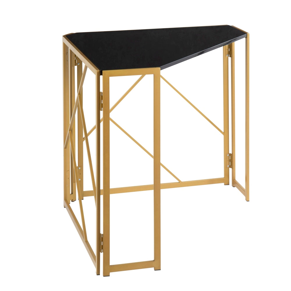 LumiSource Folia 32inW Contemporary Corner Desk, Gold/Black