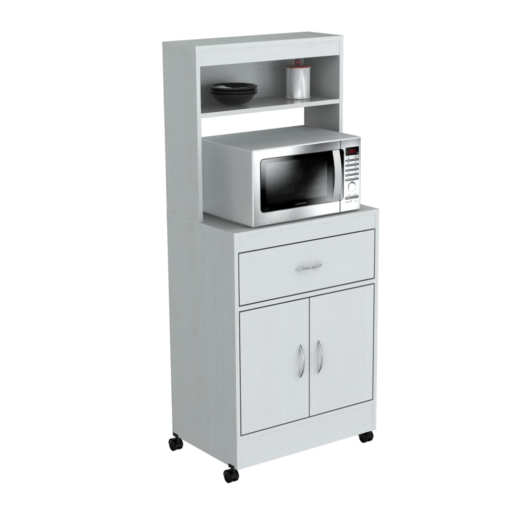 Inval Storage Cabinet With Microwave Stand, 2 Shelves, 54inH x 24inW x 16inD, Laricina White