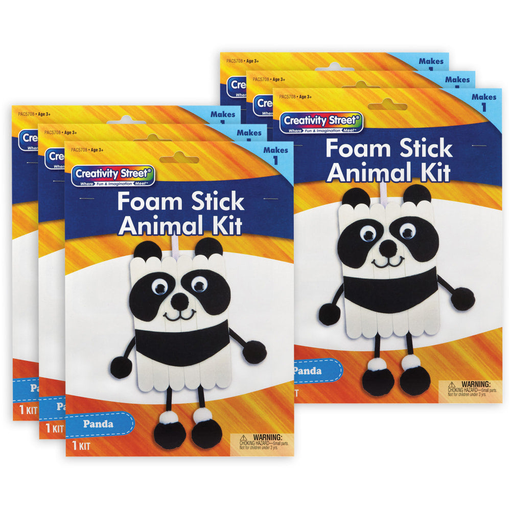 Creativity Street Foam Stick Animal Kits, 11-1/4in x 7in x 1in, Panda, Set Of 6 Kits