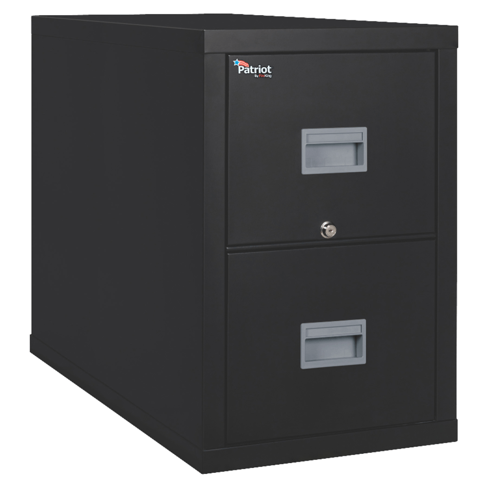 FireKing Patriot 31-5/8inD Vertical 2-Drawer Fireproof File Cabinet, Metal, Black, White Glove Delivery