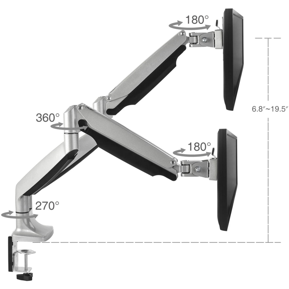 SIIG High Premium Aluminum Gas Spring Desk Mount, Black