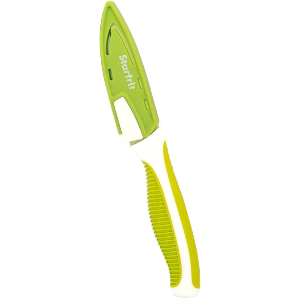 Starfrit 3.5in Paring Knife with Sharpening Sheath - Paring Knife - 1 x Paring Knife - Paring, Cutting - Dishwasher Safe - Green