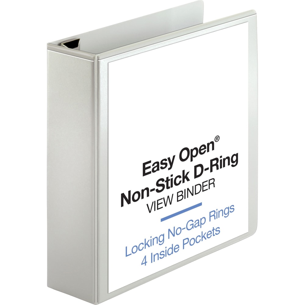 Sparco Locking View 3-Ring Binder, 3in D-Rings, 44% Recycled, White