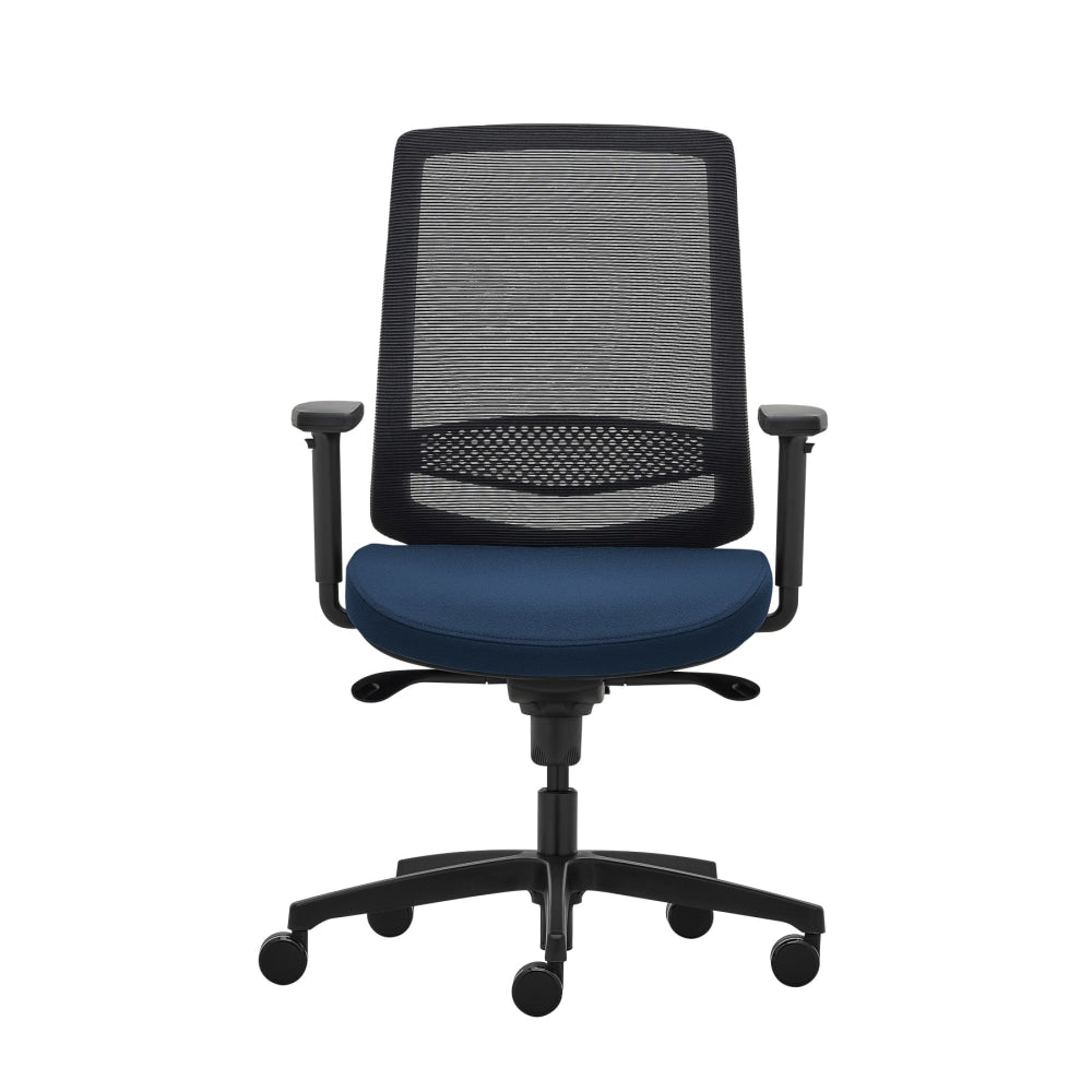 WorkPro Expanse Series Ergonomic Mesh/Fabric Mid-Back Task Chair, Black/Blue, BIFMA Compliant