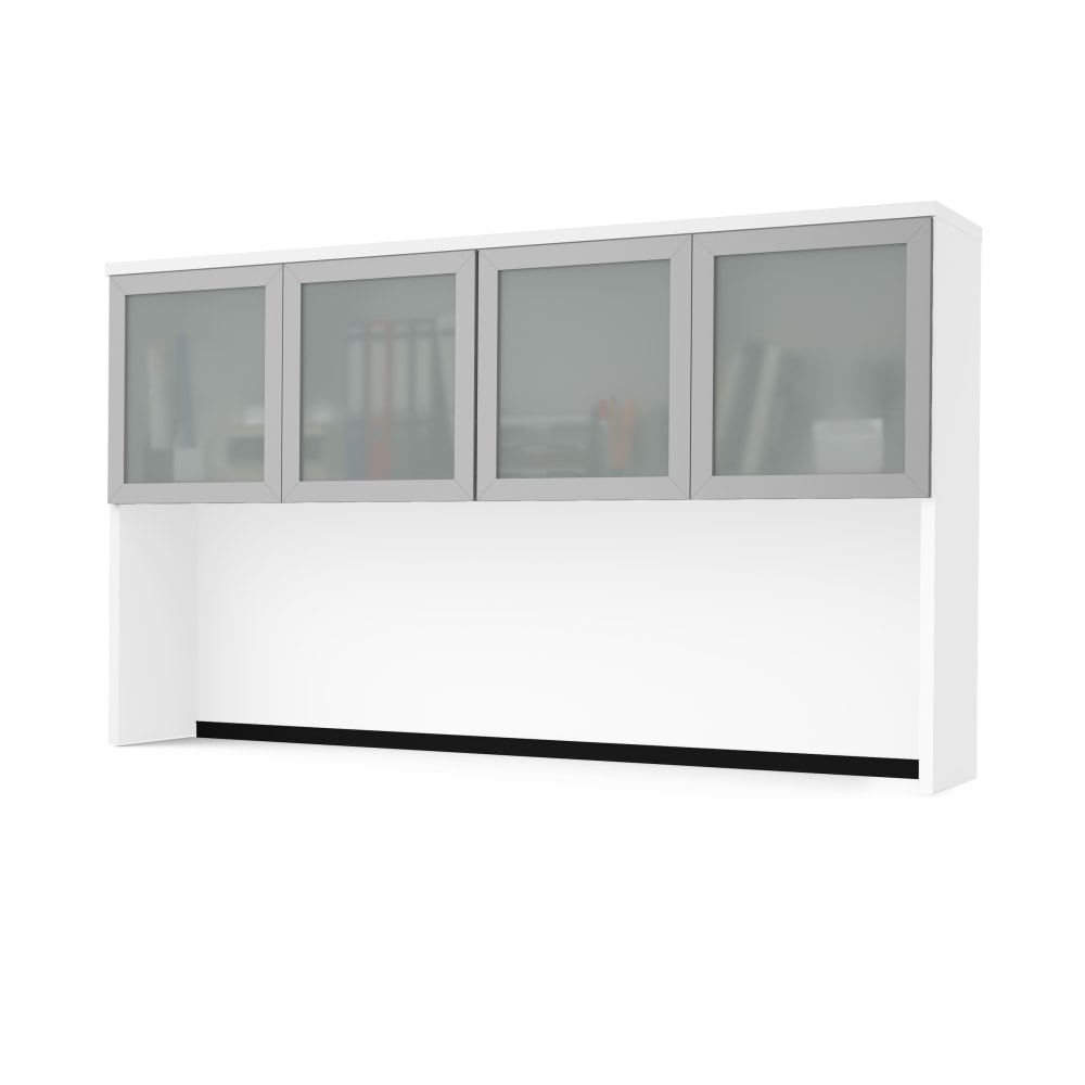 Bestar Pro-Concept Plus Hutch With Frosted Glass Doors, 40-7/16inH x 71-1/8inW x 12-7/16inD, White