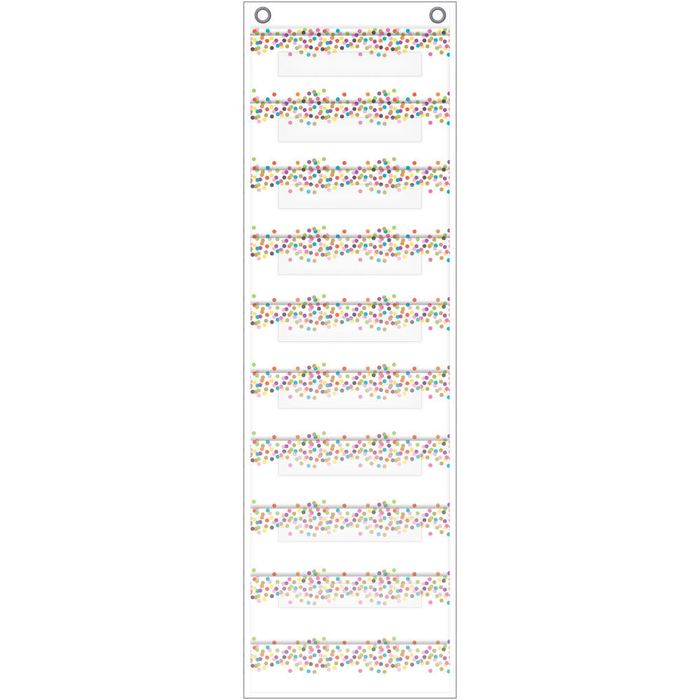 Teacher Created Resources File Storage Pocket Chart With 10 Pockets, 14in x 58in, Confetti
