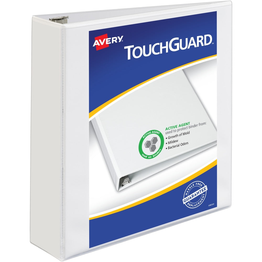 Avery Touchguard View 3-Ring Binder With EZ-Turn Rings And Antimicrobial Protection, 2in D-Rings, 40% Recycled, White