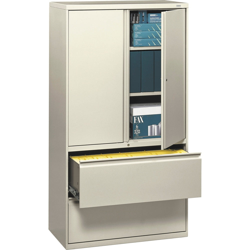 HON 800 Series Storage Cabinet With Lateral File, 36in Wide, Putty