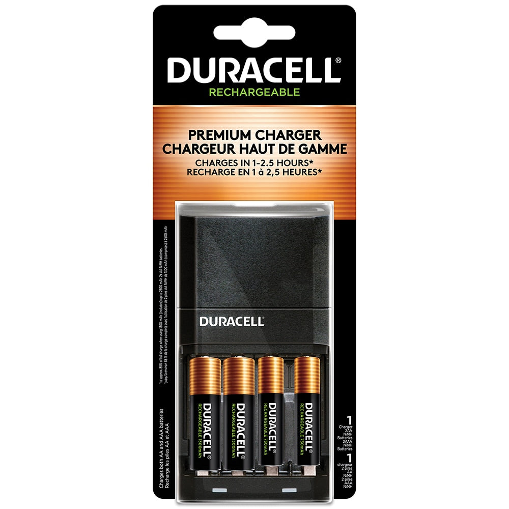 Duracell Rechargeable Ion Speed 4000 Battery Charger, Includes 2 AA and 2 AAA Rechargeable Batteries