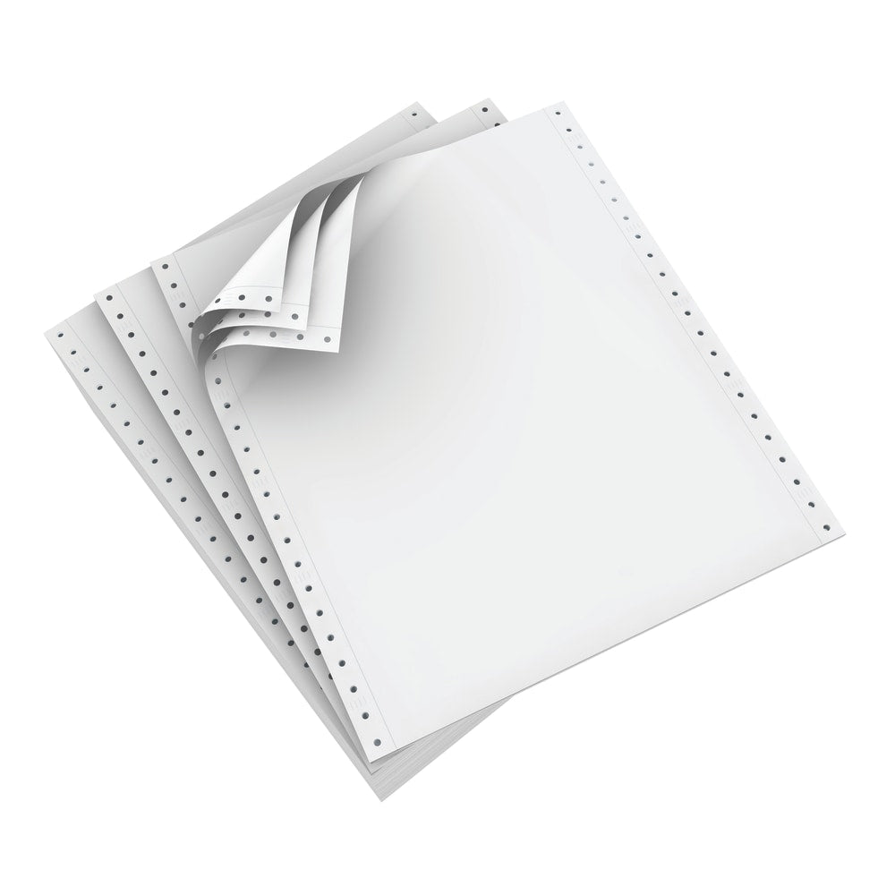 Domtar Continuous Form Paper, 3-Part, Carbonless, 9 1/2in x 11in, White, Carton Of 1,200 Forms