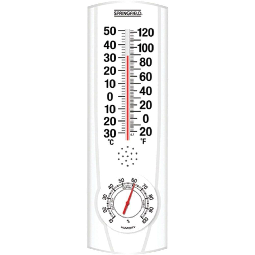 Springfield 9.125in Plainview Indoor and Outdoor Thermometer with Hygrometer - Hygrometer/Thermometer - Temperature, Humidity - White