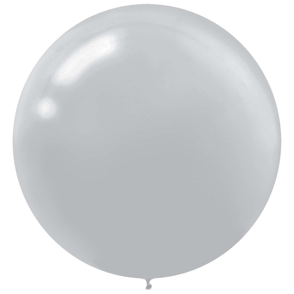 Amscan 24in Latex Balloons, Silver, 4 Balloons Per Pack, Set Of 3 Packs