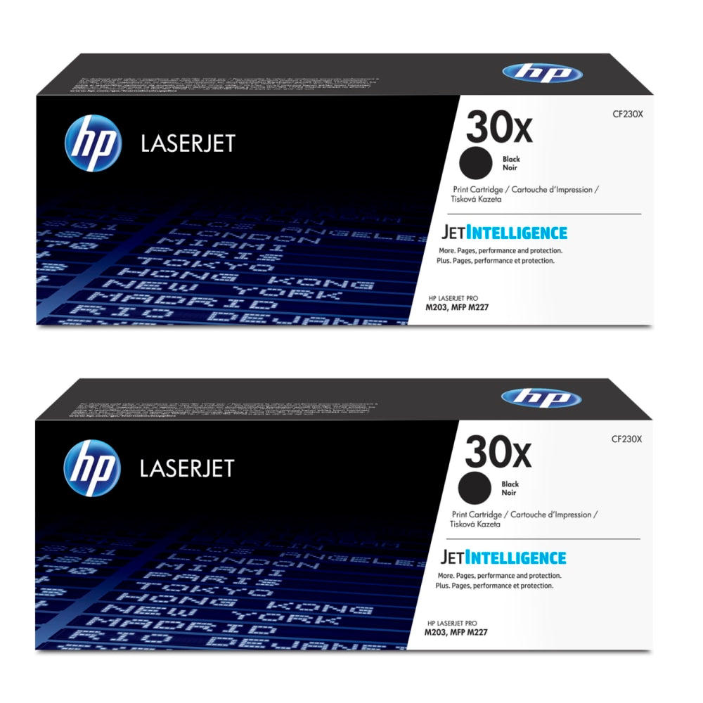 HP 30X Black High Yield Toner Cartridges, Pack Of 2, CF230X