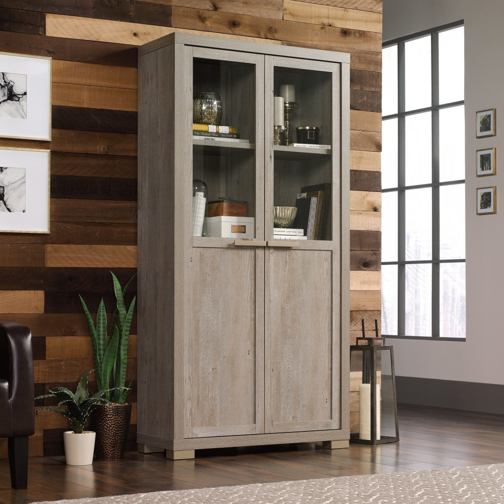 Sauder Manhattan Gate Storage Cabinet Display, 6 Shelves, 72inH x 36inW x 14-1/2inD, Mystic Oak