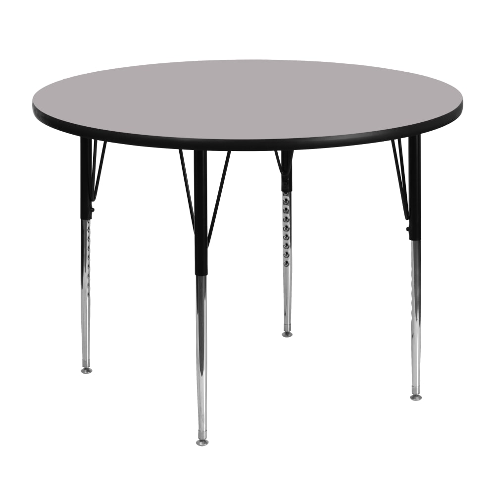 Flash Furniture 48in Round Thermal Laminate Activity Table With Standard Height-Adjustable Legs, Gray