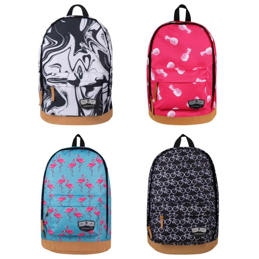 Volkano Suede Series Backpacks With 15.6in Laptop Pocket, Assorted Designs, Pack Of 20 Backpacks