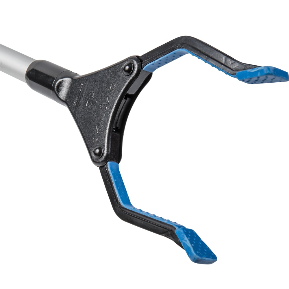 HealthSmart Plastic Adjustable-Length Reacher/Grabber, 30in - 44in, Blue/Silver