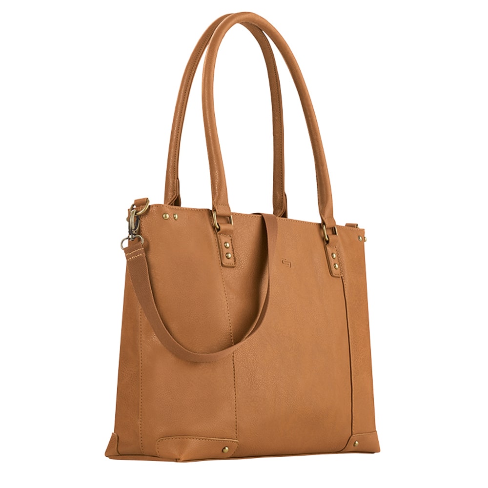 Solo New York Greenwich Tote With 15.6in Laptop Pocket, Tan/Burgundy