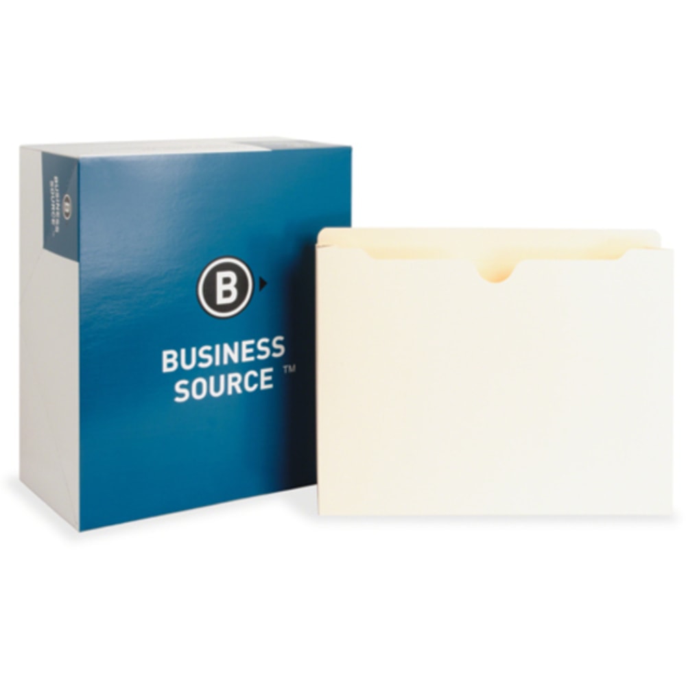 Business Source 2-Ply Vertical Expanding File Pockets, 2in Expansion, Letter Size, 8 1/2in x 11in, Manila, Box Of 50 Pockets