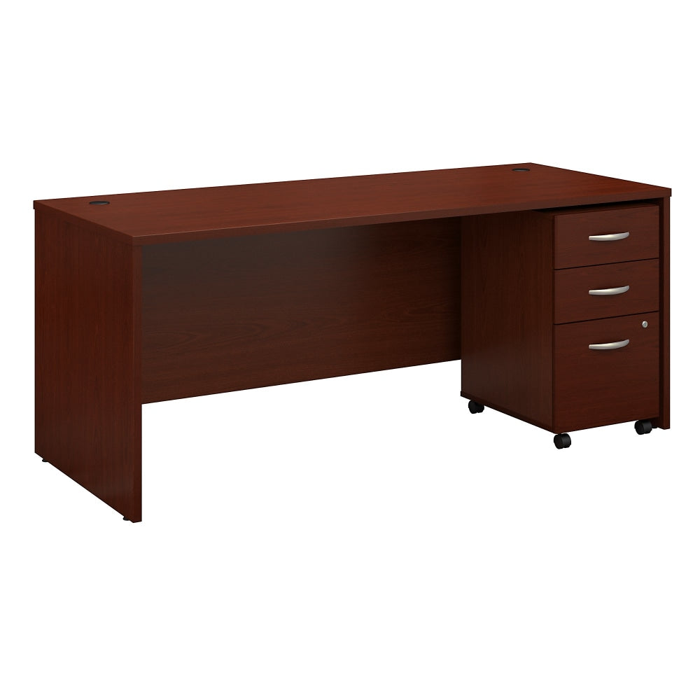 Bush Business Furniture Components 72inW Office Computer Desk With Mobile File Cabinet, Mahogany, Standard Delivery