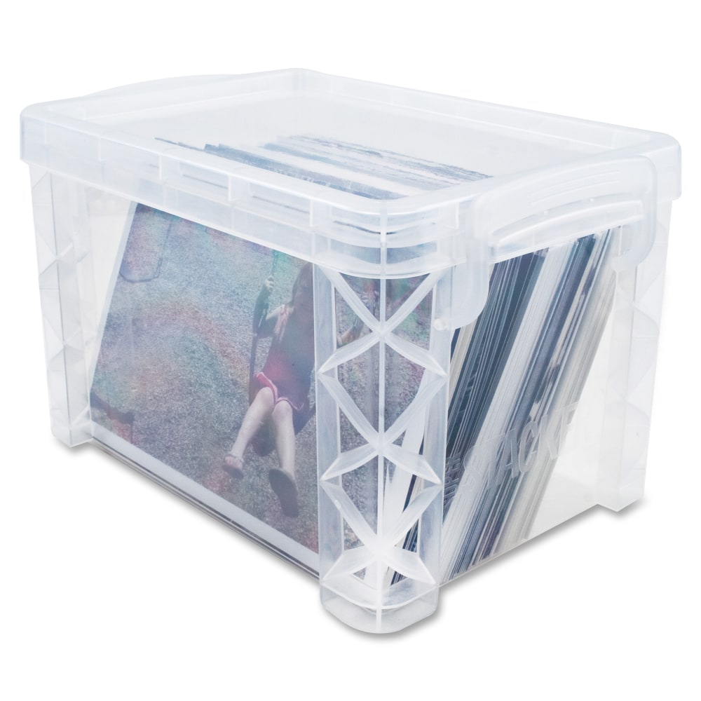 Advantus Super Stacker Index Card Storage Box, 6 1/2in x 4 1/2in x 4 1/2in, Clear