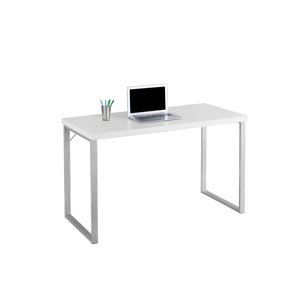 Monarch Specialties Contemporary 48inW Computer Desk, White/Silver