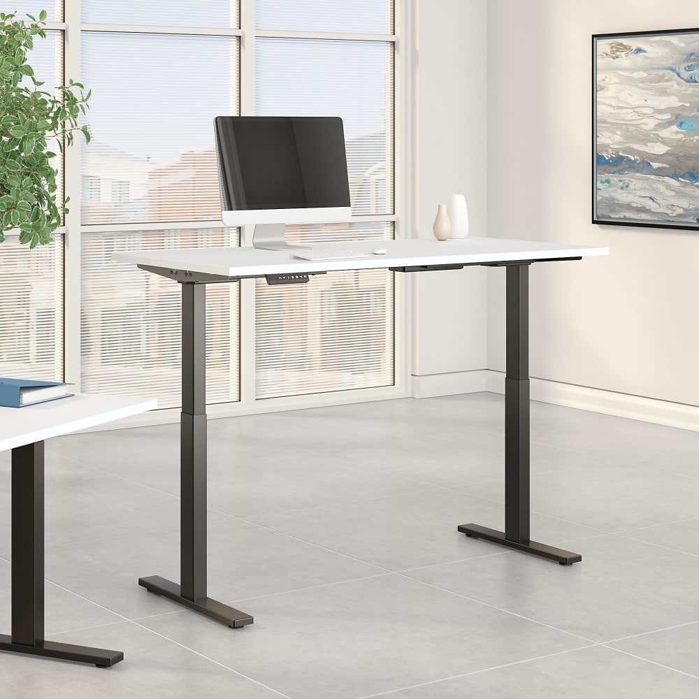 Bush Business Furniture Move 60 Series Electric 60inW x 30inD Height Adjustable Standing Desk, White/Black Base, Standard Delivery