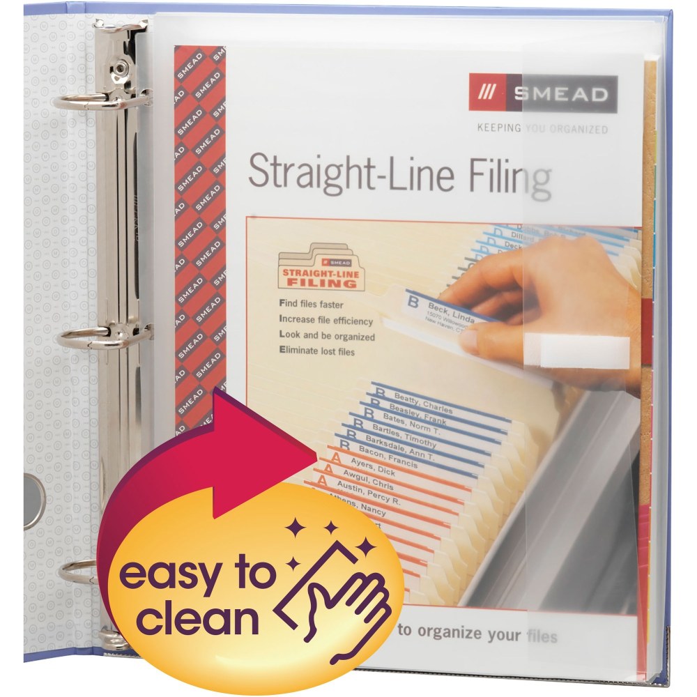 Smead Poly Envelope Document Holders For 3-Ring Binders, 1-1/4in Capacity, Clear, Pack Of 3