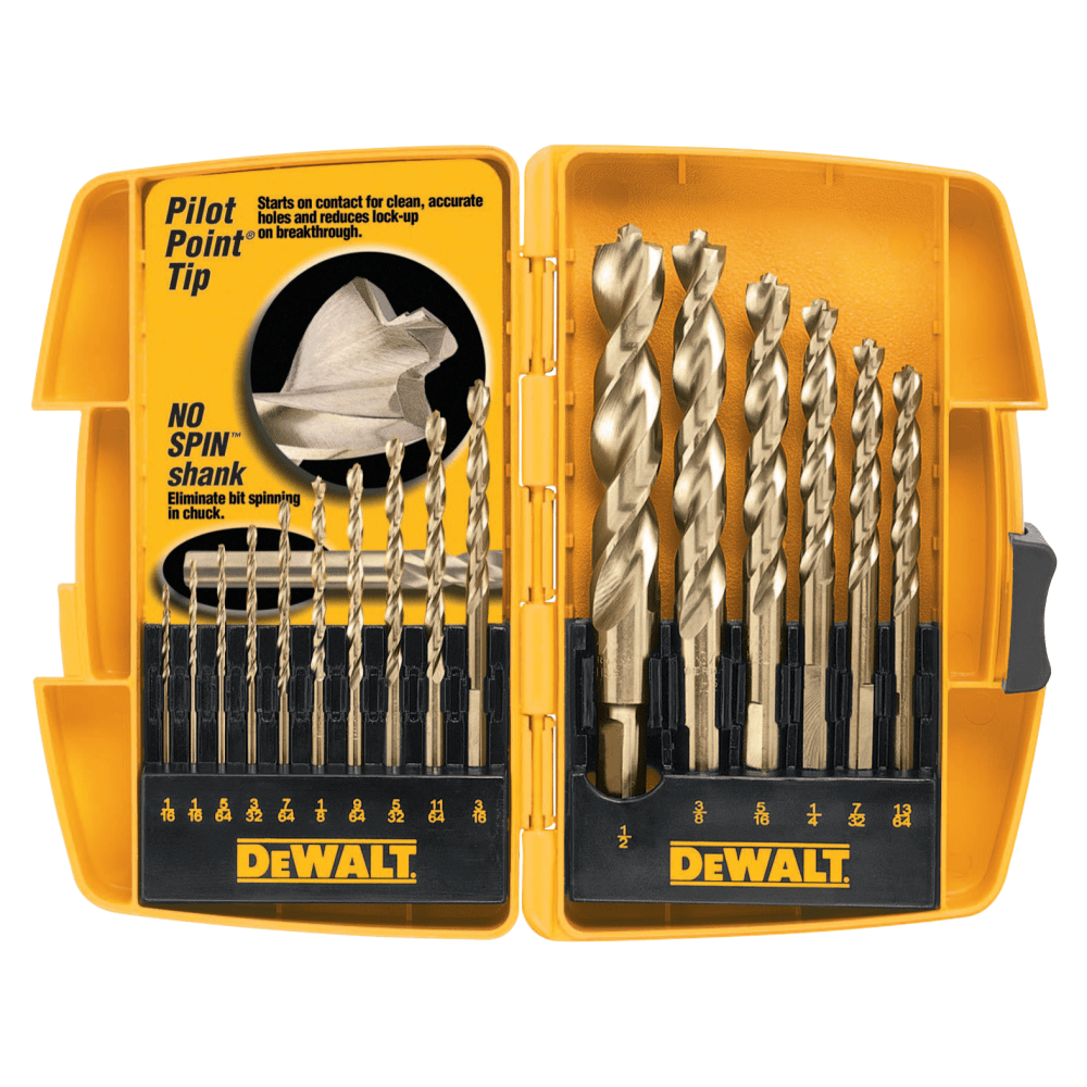 DeWalt Pilot Point Gold Ferrous Oxide Drill Bit Set, 16-Bits