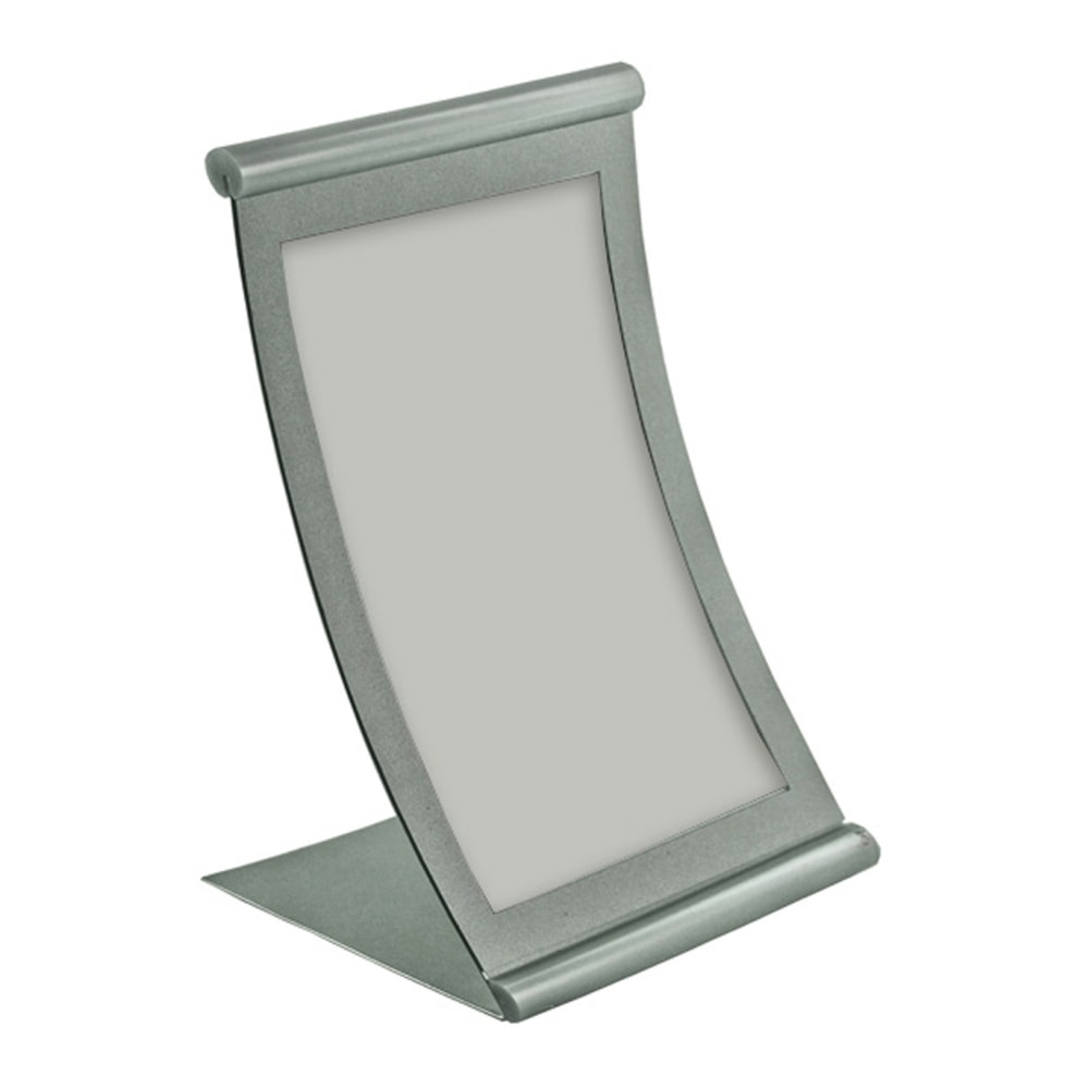 Azar Displays Metal Vertical Curved Sign Holder, 8-1/2inH x 5-1/2inW x 3inD, Silver