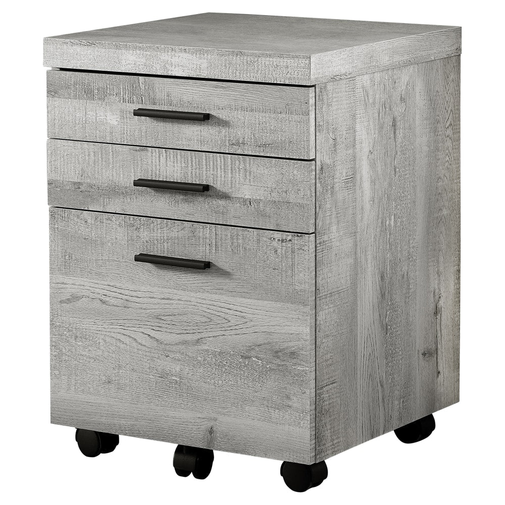 Monarch Specialties 17-3/4inD Vertical 3-Drawer File Cabinet, Gray Wood Grain