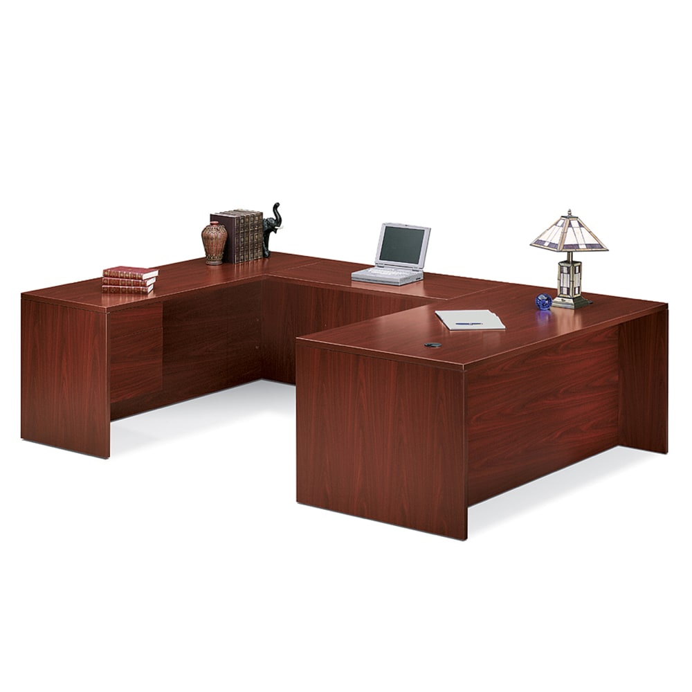 HON 10500 72inW Single-Pedestal Computer Desk Credenza With Pedestal On Left, Mahogany