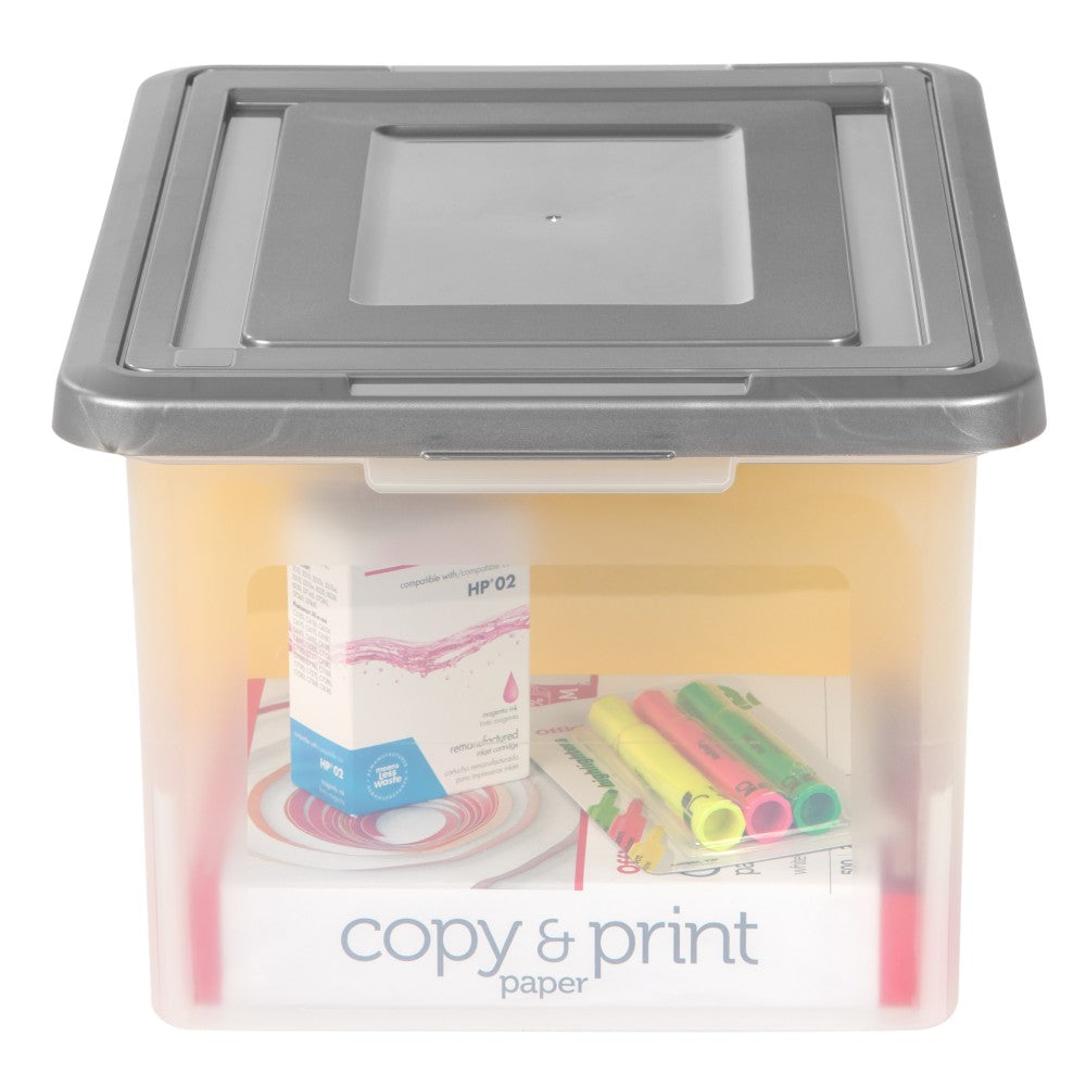 IRIS File N Stack Plastic Storage Containers With Snap Lids, Case Of 2