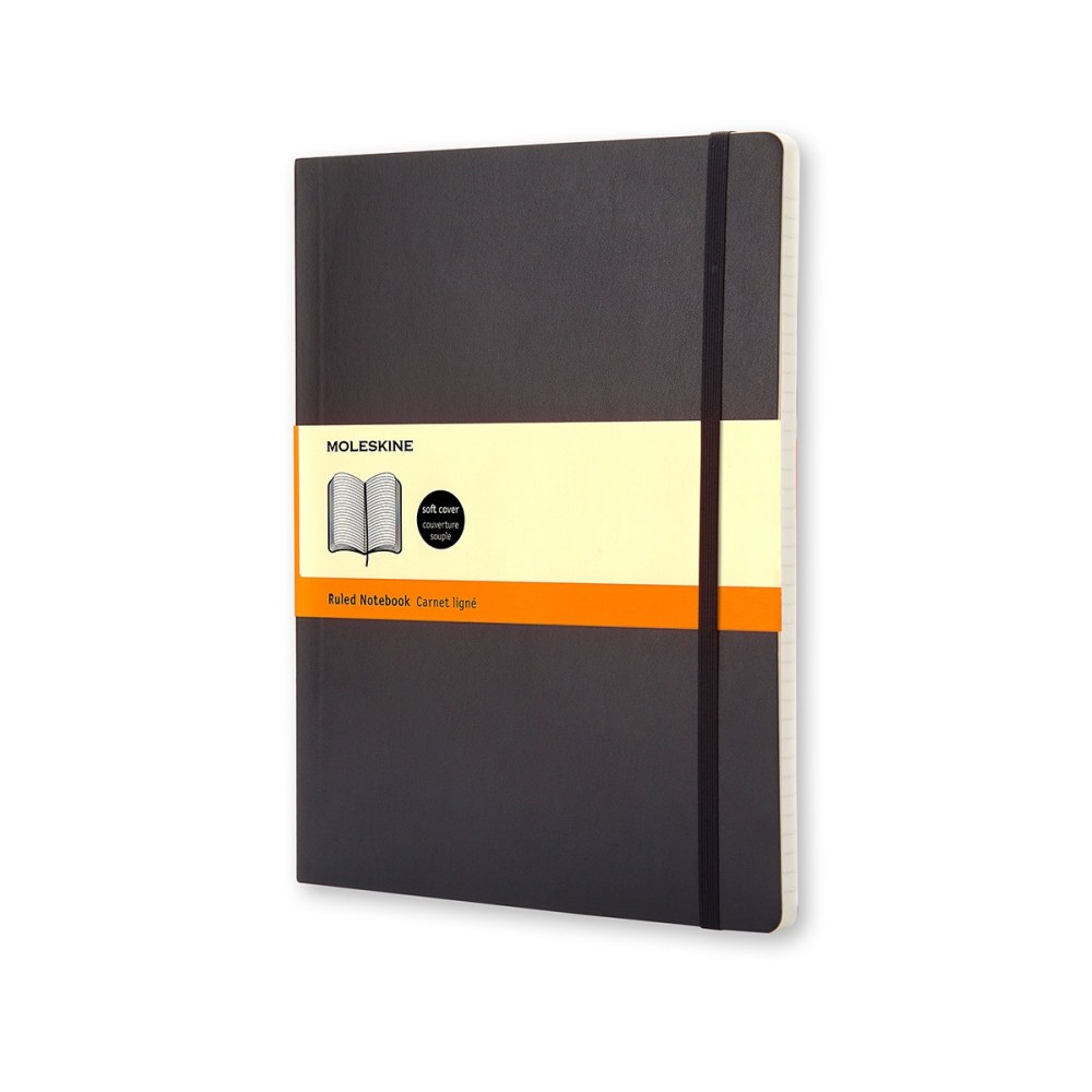 Moleskine Classic Soft Cover Notebook, 7-1/2in x 10in, Ruled, 192 Pages, Black