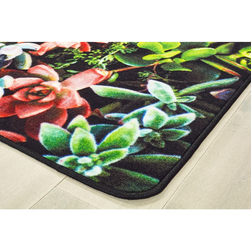 Carpets for Kids Pixel Perfect Collection Succulents Garden Activity Rug, 6ft x 9ft, Multicolor