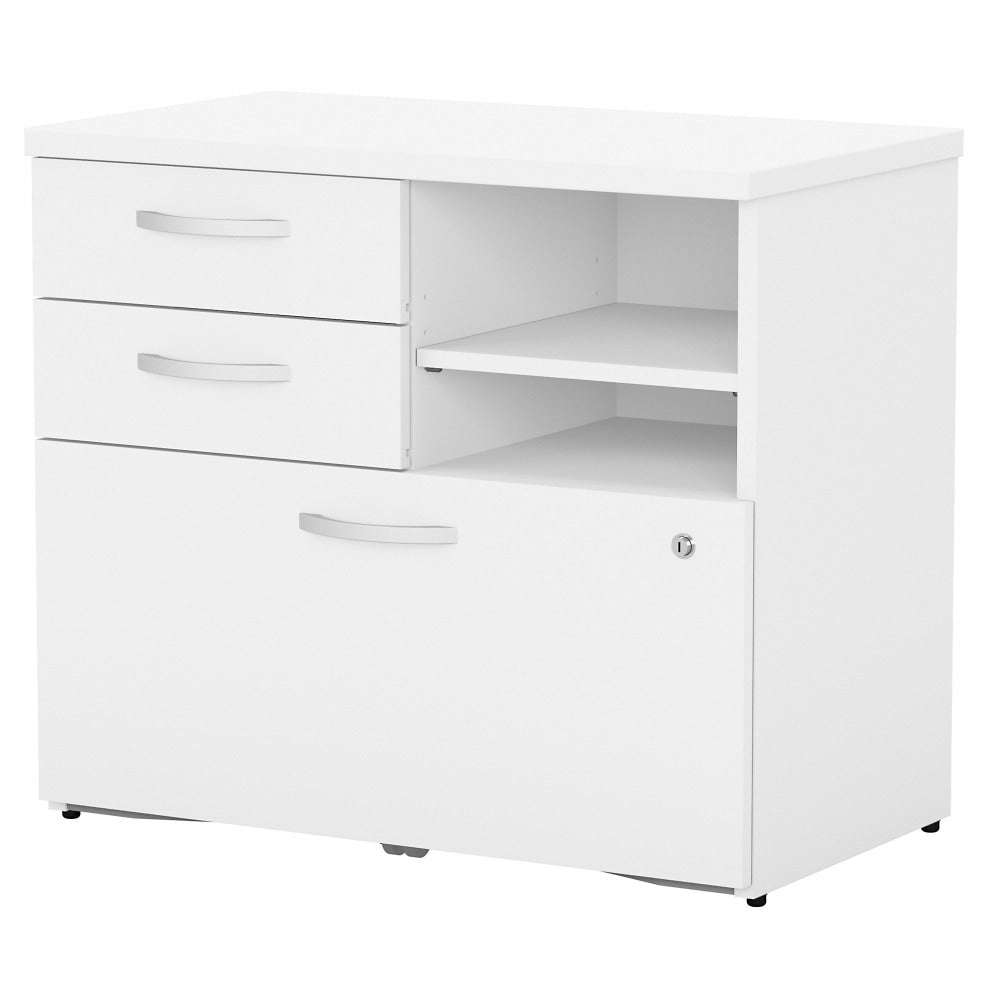 Bush Business Furniture Studio C 29-5/7inW x 17inD Lateral File Cabinet With Drawers and Shelves, White, Standard Delivery